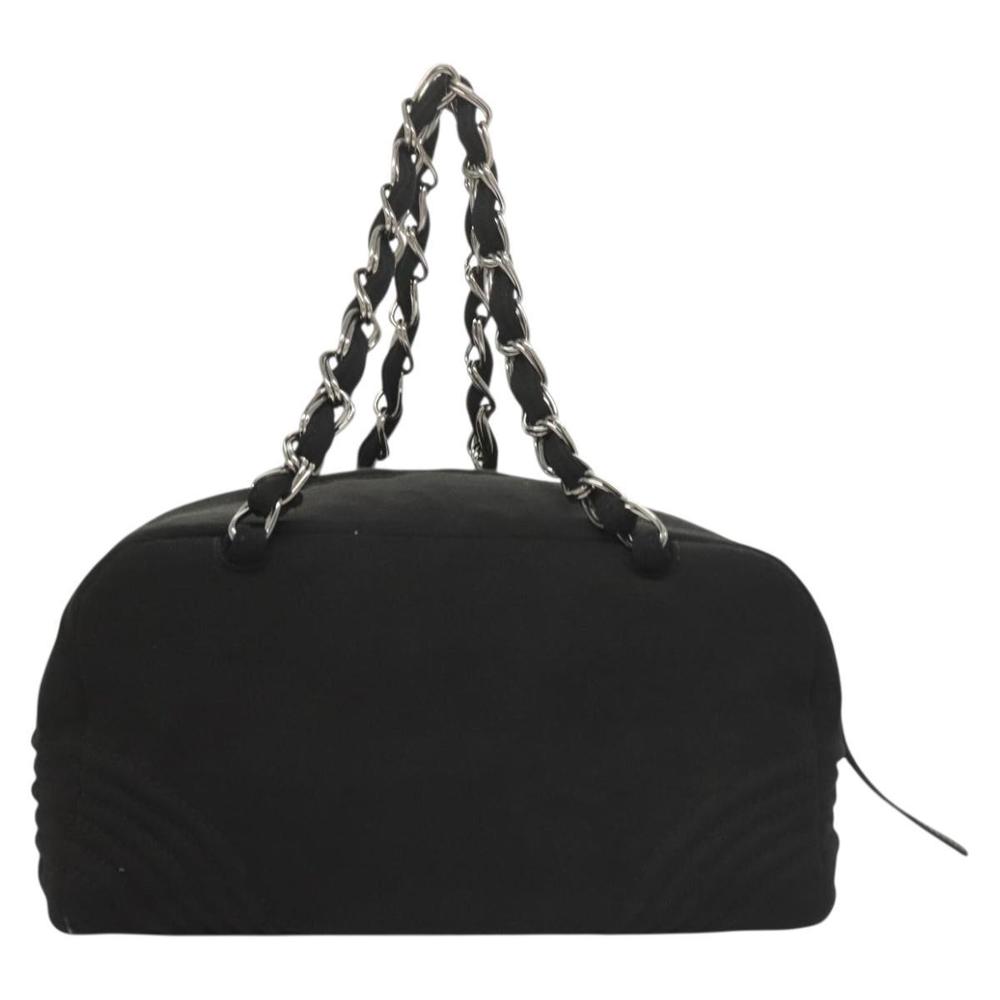 CHANEL COCO Mark Chain Shoulder Bag Cotton Black Silver CC Auth BA3739 - Picture 2 of 16